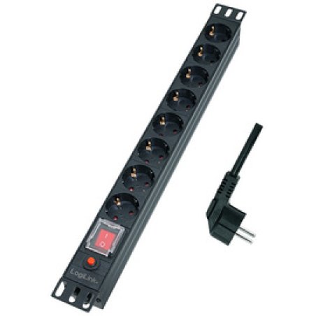 LogiLink 19" Steckdosenleiste 8-fach, Überspannungsschutz