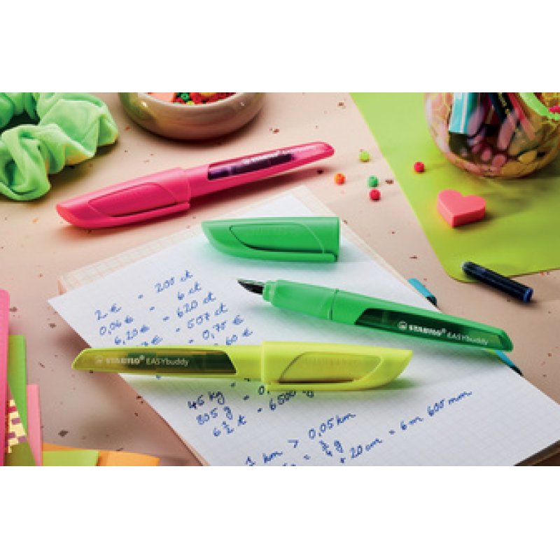STABILO Stylo plume EASYbuddy FLUO L, pour gauchers, rose