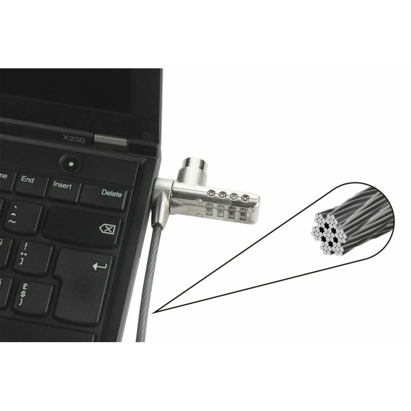 DICOTA D30887 cable lock Black, Stainless steel 2 m