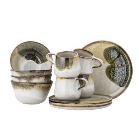 Bloomingville - Jules Breakfast Set - Green - Set Of 4x3 Items - Stoneware