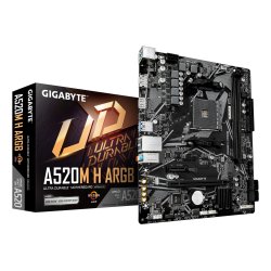 GIGABYTE A520M H ARGB Motherboard - Supports AMD Ryzen 5000 Series CPUs, up to 5100MHz DDR4 (OC), PCIe 3.0 x4 M.2, 1