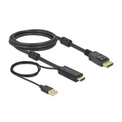 DeLOCK 85964 câble vidéo et adaptateur 2 m HDMI Type A (Standard) DisplayPort + USB Type-A Noir