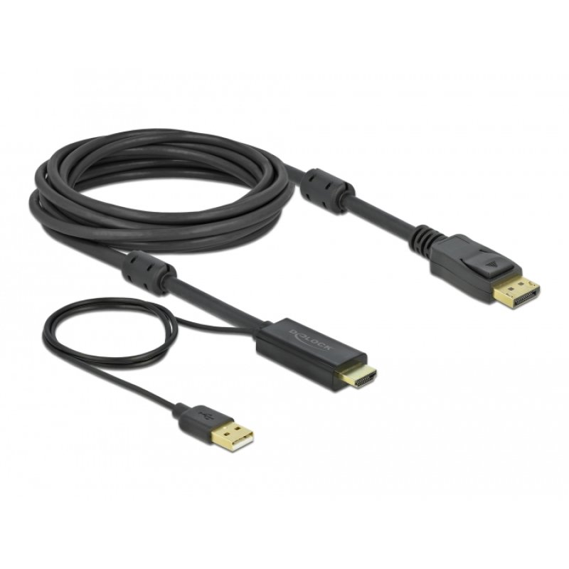 Delock HDMI zu DisplayPort Kabel 4K 30 Hz 5m