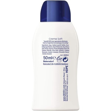 NIVEA Creme Soft Mini Shower Gel 50ml Delicately Scented with Almond Oil