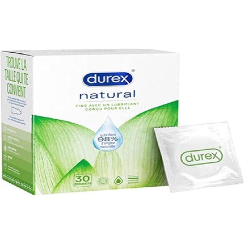 Durex Natural Condoms 30 Thin and Lubricated Water Based Condoms 30 Count