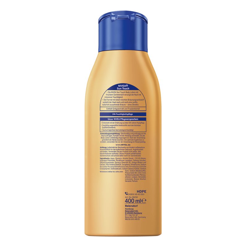 Nivea Sun Touch Body Lotion 400ml Gentle Tanning Effect Without Streaks