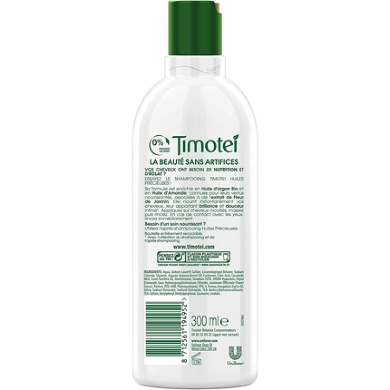 Timotei Women's Precious Oils Shampoo with Organic Argan and Almond Oils and Jasmine Flower Extract 300ml