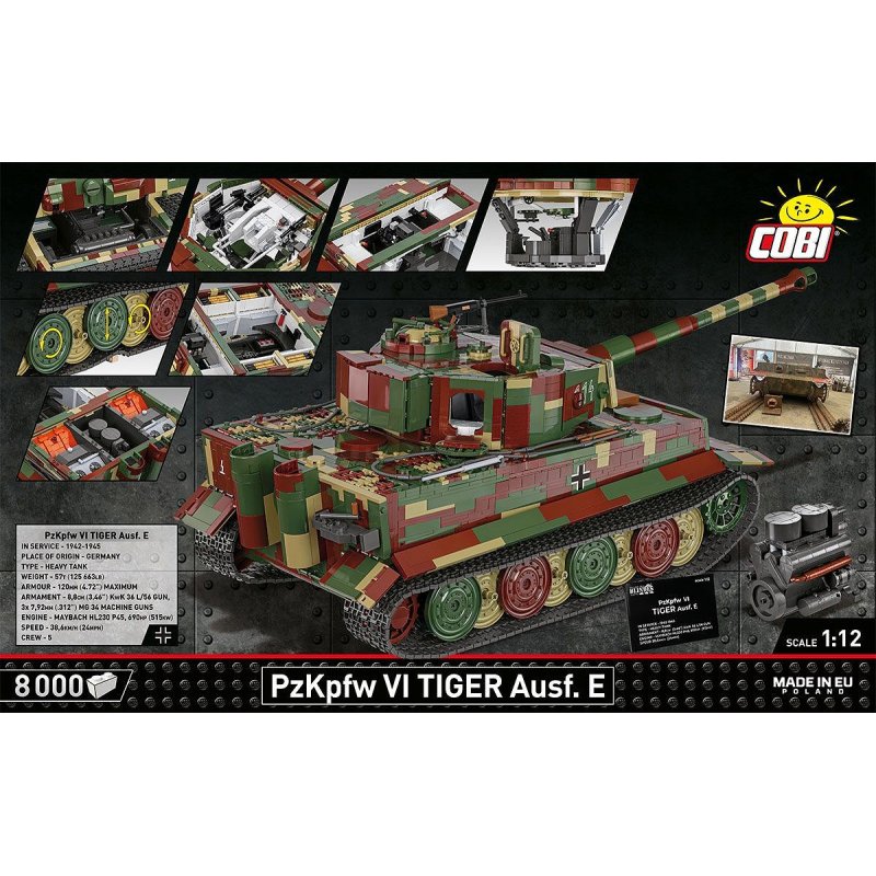 8000 PCS HC WWII /2807/Pz.Kpfw. VI TIGER 2 in 1 1:12