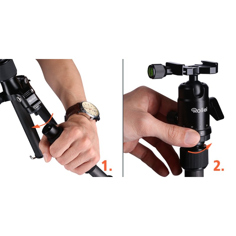 Rollei Compact Traveler No. 1 Carbon tripod Digital/film cameras 3 leg(s) Black, Orange