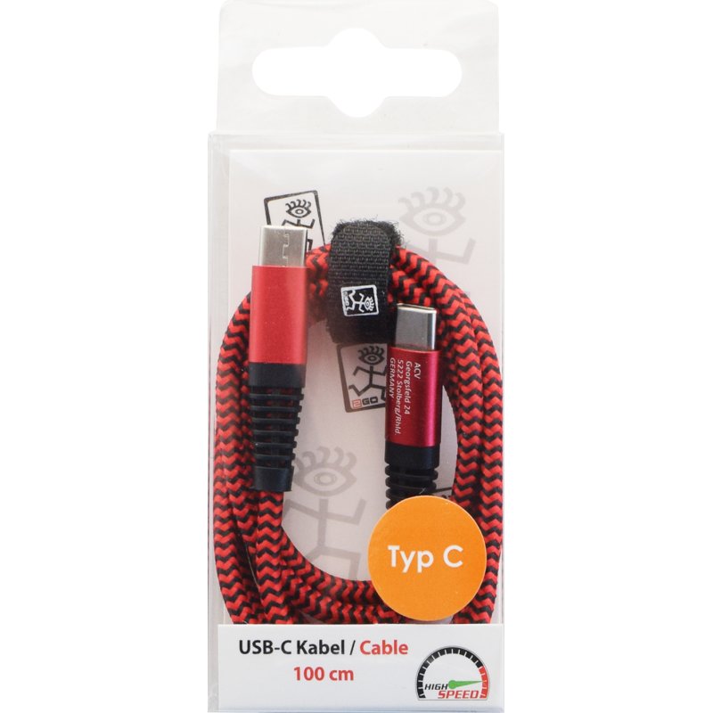 2GO USB Lade-/Datenkabel USB Type-C - USB Type-C 1m rot