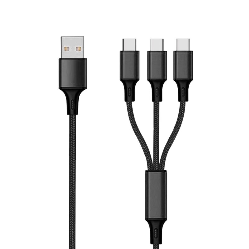 2GO 3in1 USB Ladekabel USB Type-C Nylon 1,5m schwarz