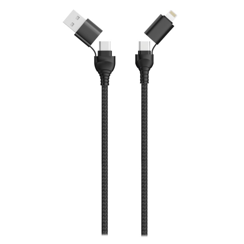 2GO 797369 USB cable 1.2 m USB A/USB C USB C/Lightning Black