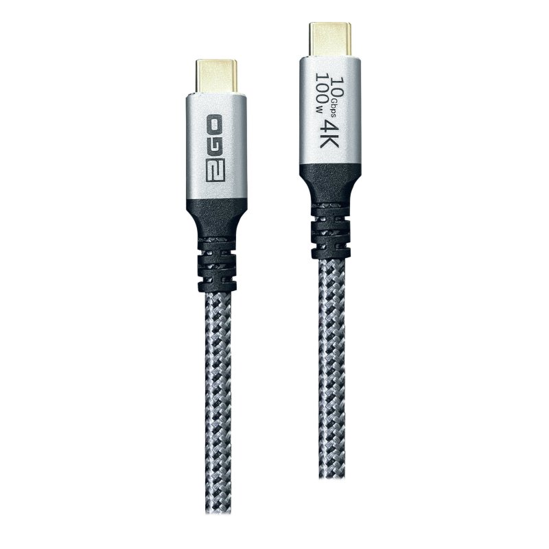 2GO 797512 USB cable USB 3.2 Gen 2 (3.1 Gen 2) 1.2 m USB C Black, Silver
