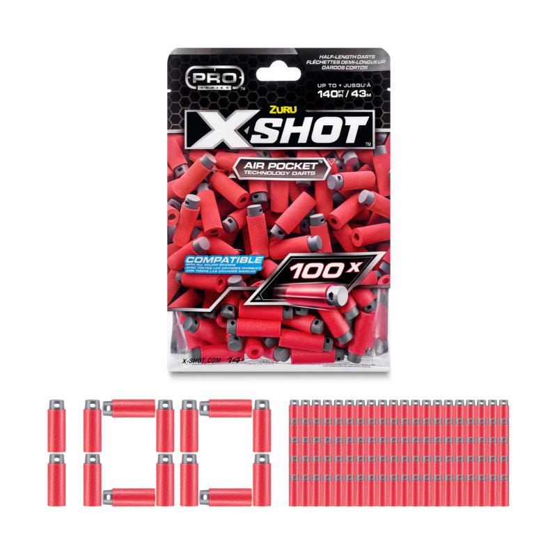 XSHOT Pro Series Half-Length Darts Refill Pack (100 Darts) ZURU