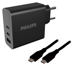 MCL DLP2683B/12CN - Chargeur secteur Philips 65W câble Type C 2m Universel Noir Charge rapide Intérieure