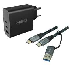 PHILIPS - 65W AC CHARGER 2M BRAIDED USB TYPE C CABLE