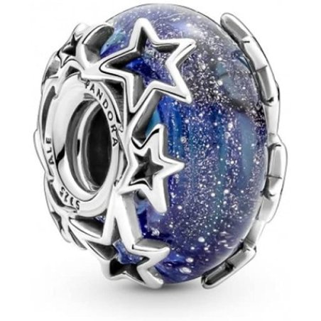 Pandora Murano Glass Moments Charm "Stars" Silver Blue 790015c00