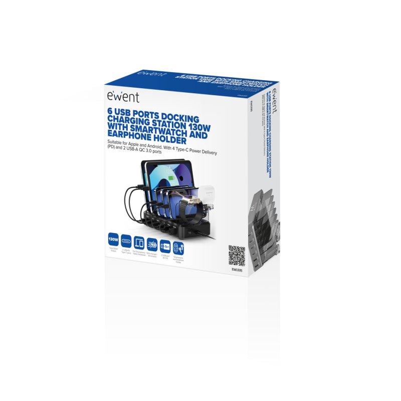 Ewent EW1335 chargeur d'appareils mobiles Universel Noir Secteur Charge rapide Intérieure