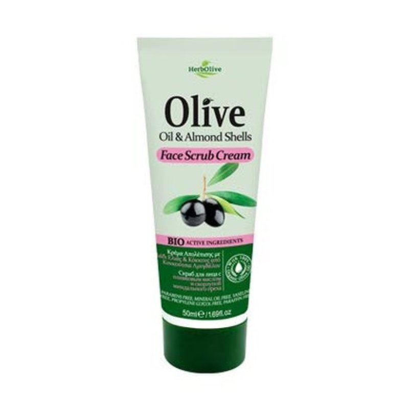 Herbolive Face Scrub Cream with Olive Oil and Almond Shells 75ml