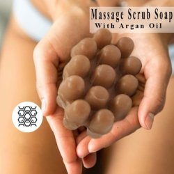 HerbOlive Massage Scrub Soap with Loofah and Olive Stones, Oil and Argan Oil 100g 3.52oz