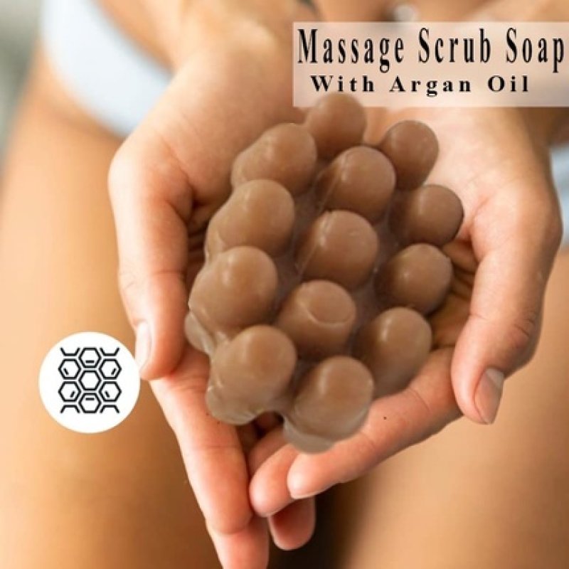 HerbOlive Massage Scrub Soap with Loofah and Olive Stones, Oil and Argan Oil 100g 3.52oz