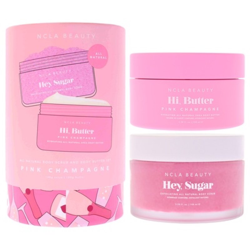 Ncla All Natural Body Scrub And Body Butter Set Pink Champagne 2 Pieces Of 338oz Body Butter And 338oz Body Scrub