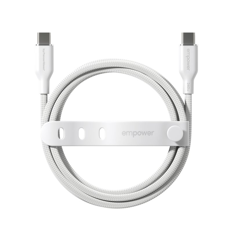 PanzerGlass empower™ by Racing 240W USB-C to USB-C Cable | USB 2.0 | 2M | Silver White