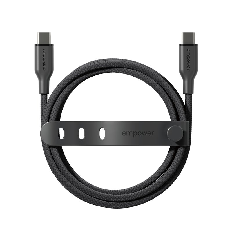 PanzerGlass empower™ by Racing 60W USB-C to USB-C Cable | USB 2.0 | 2M | Space Black câble USB Noir