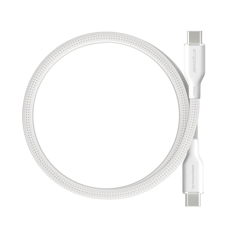 PanzerGlass empower™ by Magnetic 240W USB-C to USB-C Cable | USB 2.0 | 1.5M | Silver White