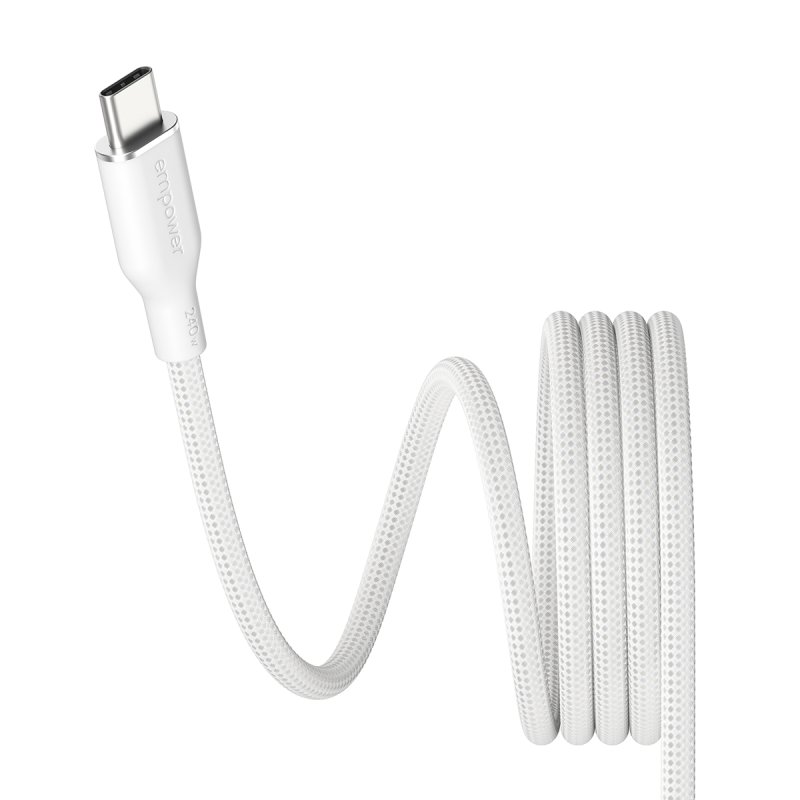 PanzerGlass empower™ by Magnetic 240W USB-C to USB-C Cable | USB 2.0 | 1.5M | Silver White câble USB Blanc
