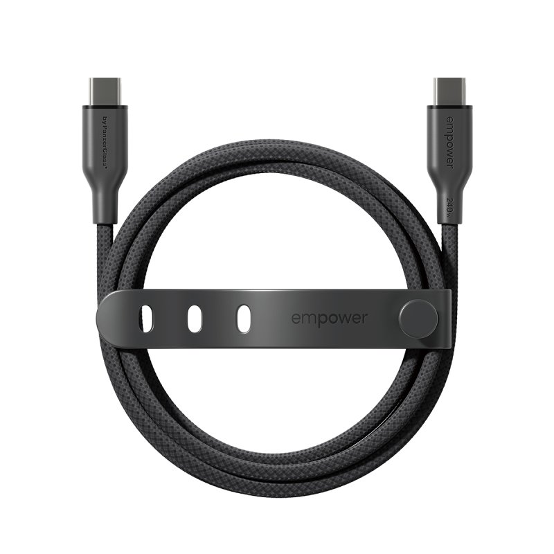 PanzerGlass empower™ by Racing 240W USB-C to USB-C Cable | USB 2.0 | 1.2M | Space Black câble USB Noir