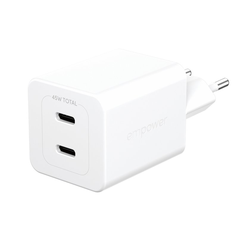 PanzerGlass empower™ by Turbo 45W Charger incl. 2 x USB-C | EU Plug | Silver White Smartphone Blanc Secteur