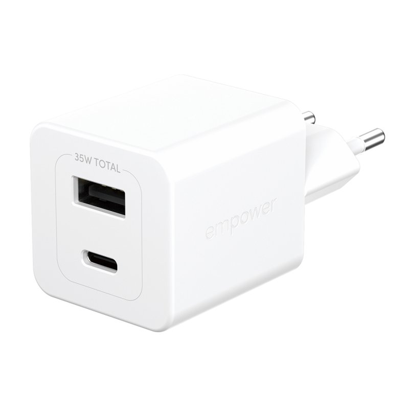 PanzerGlass empower™ by Turbo 35W Charger incl. USB-C USB-A | EU Plug | Silver White Smartphone Blanc Secteur