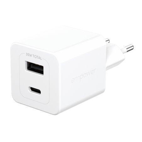 PanzerGlass empower™ by Turbo 35W Charger incl. USB-C USB-A | EU Plug | Silver White Smartphone Blanc Secteur
