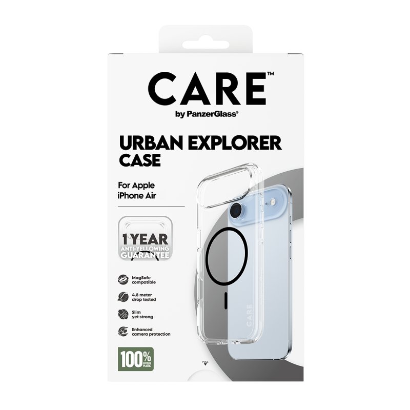 PanzerGlass CARE™ by Urban Explorer Case Transparent w. Black MagSafe iPhone Air coque de protection pour