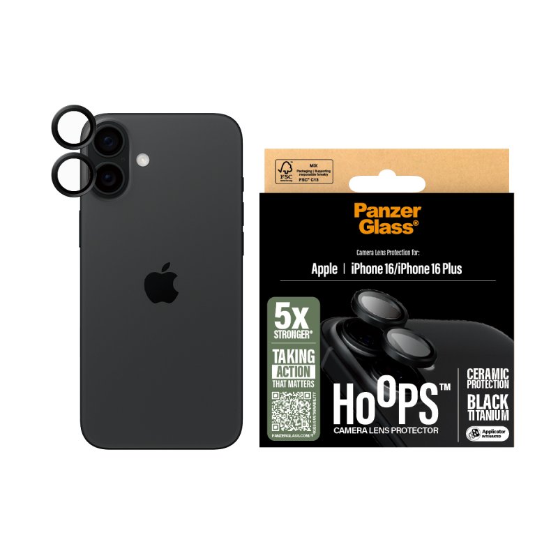 PanzerGlass Hoops Ceramic Camera Lens Protector iPhone 16 | 16 Plus Protection d'écran transparent Apple 1 pièce(s)