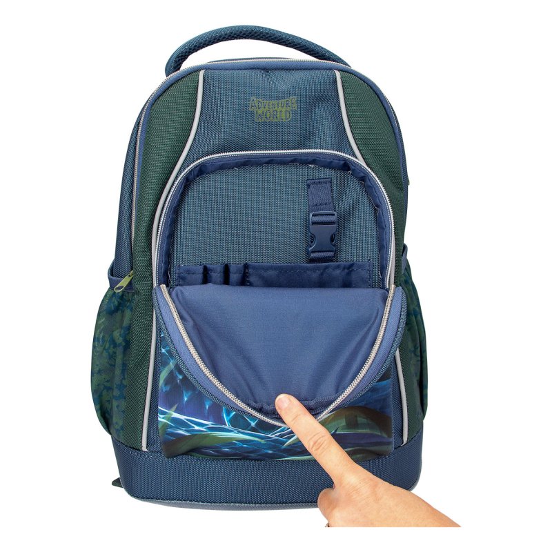 Dino World Action 0413978 sac à dos Cartable sac à dos Bleu, Vert EVA (Acétate de vinyle d'éthylène), Polyester,