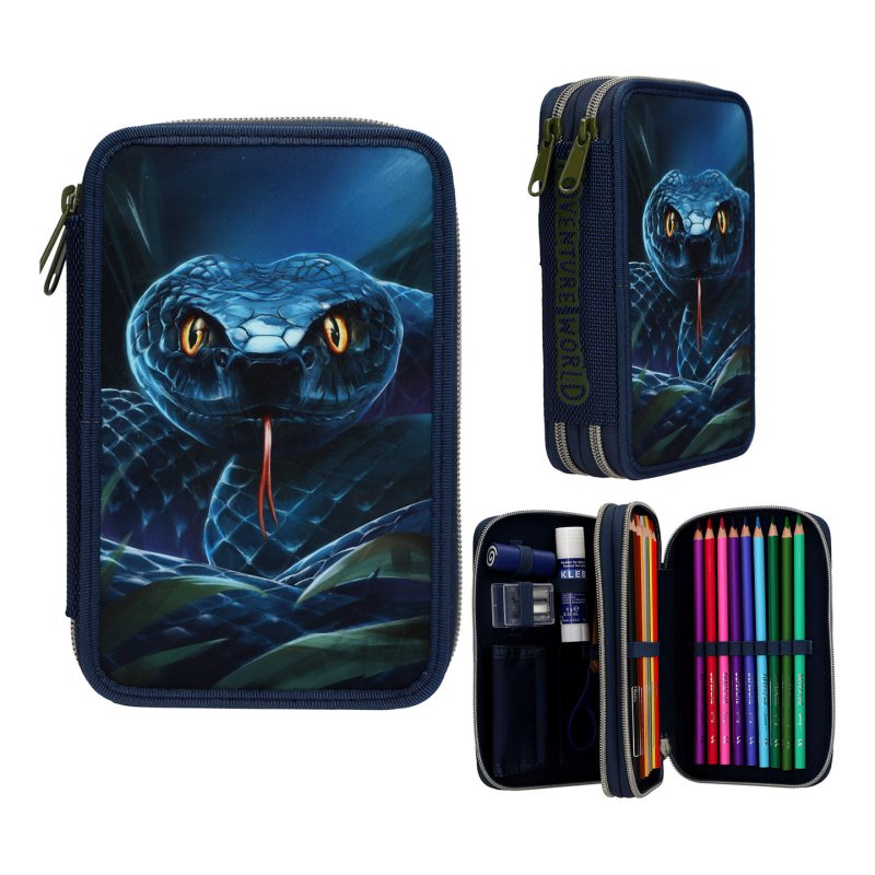Dino World Action Adventure World Double Pencil Case With Snake