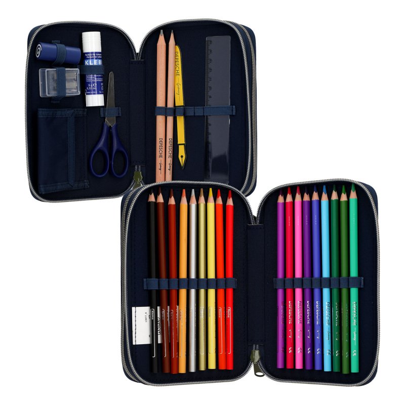 Dino World - Adventure World Double Pencil Case With Snake - Deep Blue