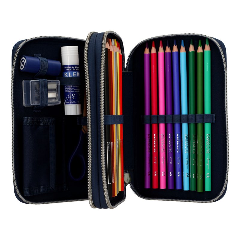 Dino World - Adventure World Double Pencil Case With Snake - Deep Blue