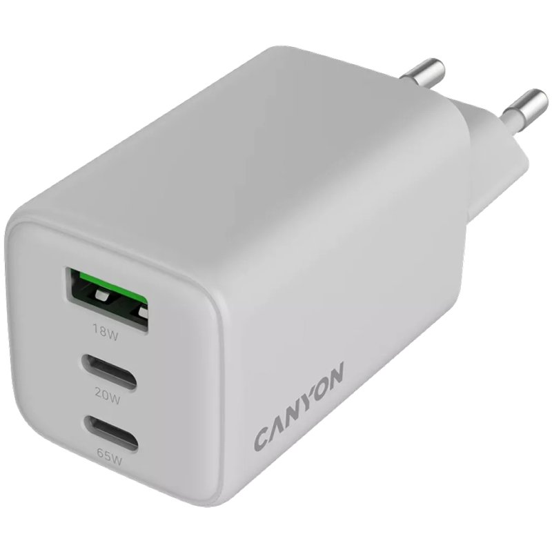 CANYON Charger CU65ACC GaN 65W 2xPD 1xQC EU White