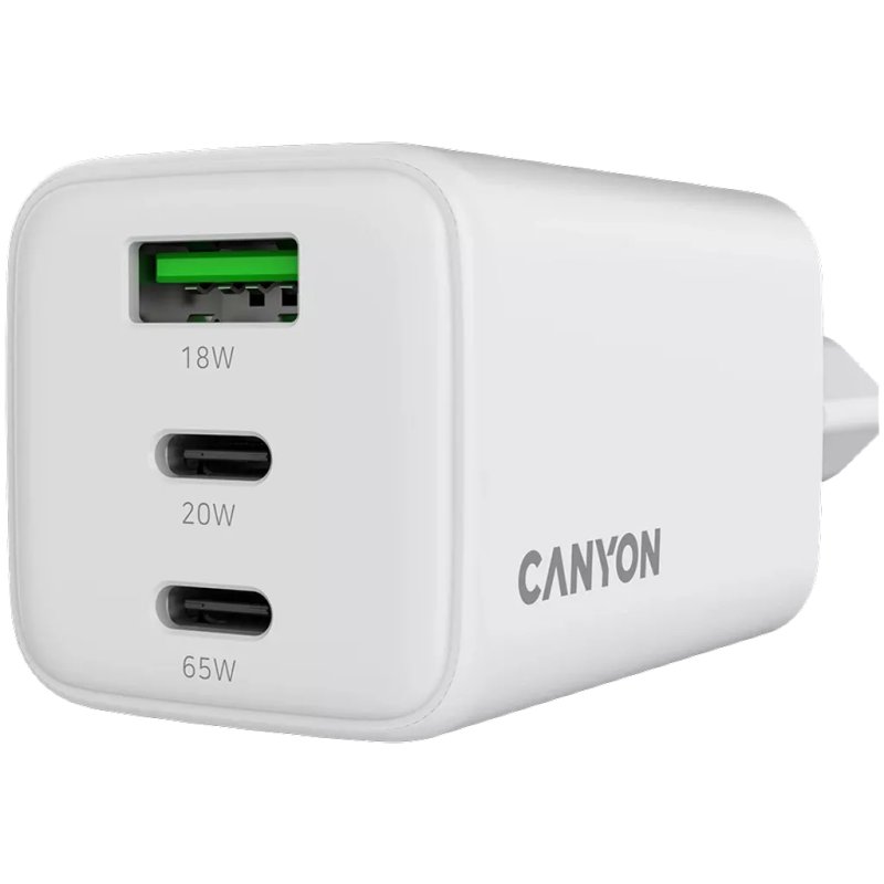 CANYON Charger CU65ACC GaN 65W 2xPD 1xQC EU White