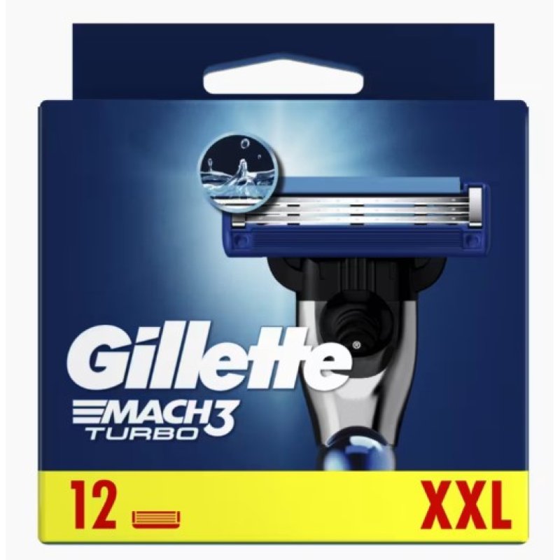 Gillette MACH3 Turbo lame de rasoir 12 pièce(s) Acier inoxydable Hommes
