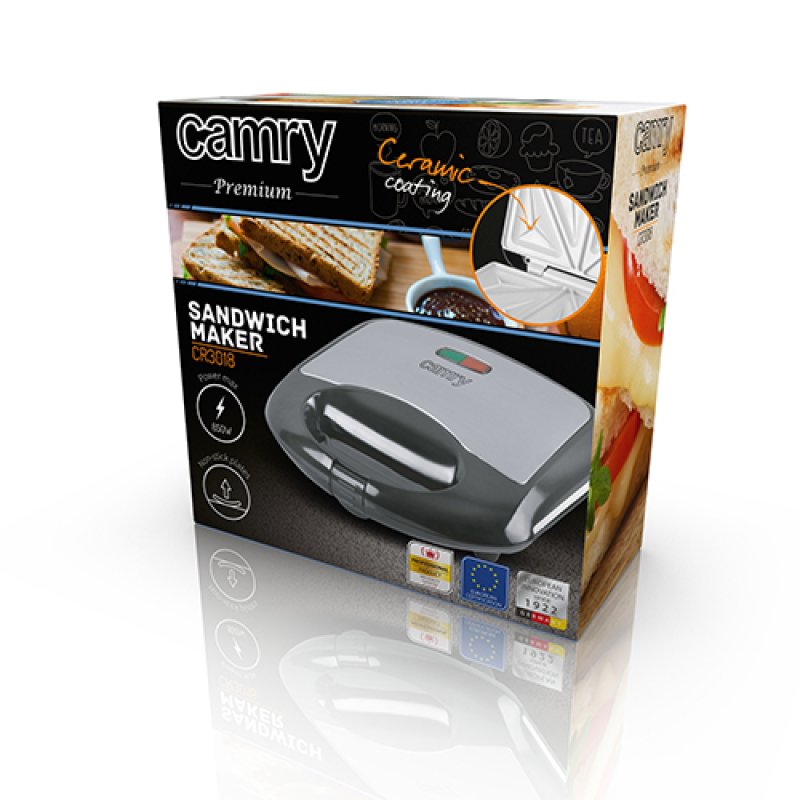 Camry Premium CR 3018 sandwich maker 700 W Black Silver