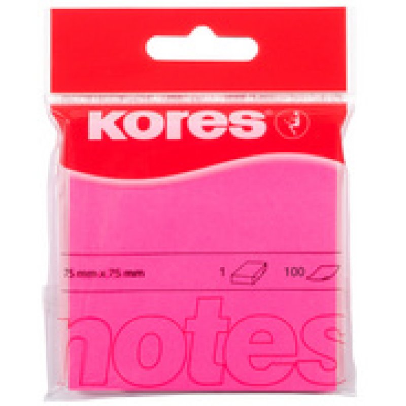 Kores Note adhésive "NEON", 75 x 75mm, uni, jaune fluo