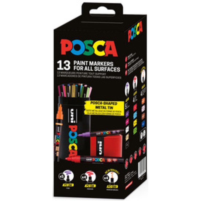 POSCA Marqueur à pigment, tube en métal de 13 pièces
