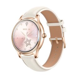 Smart Watch COLMI L28 (Gold Gold leather strap)