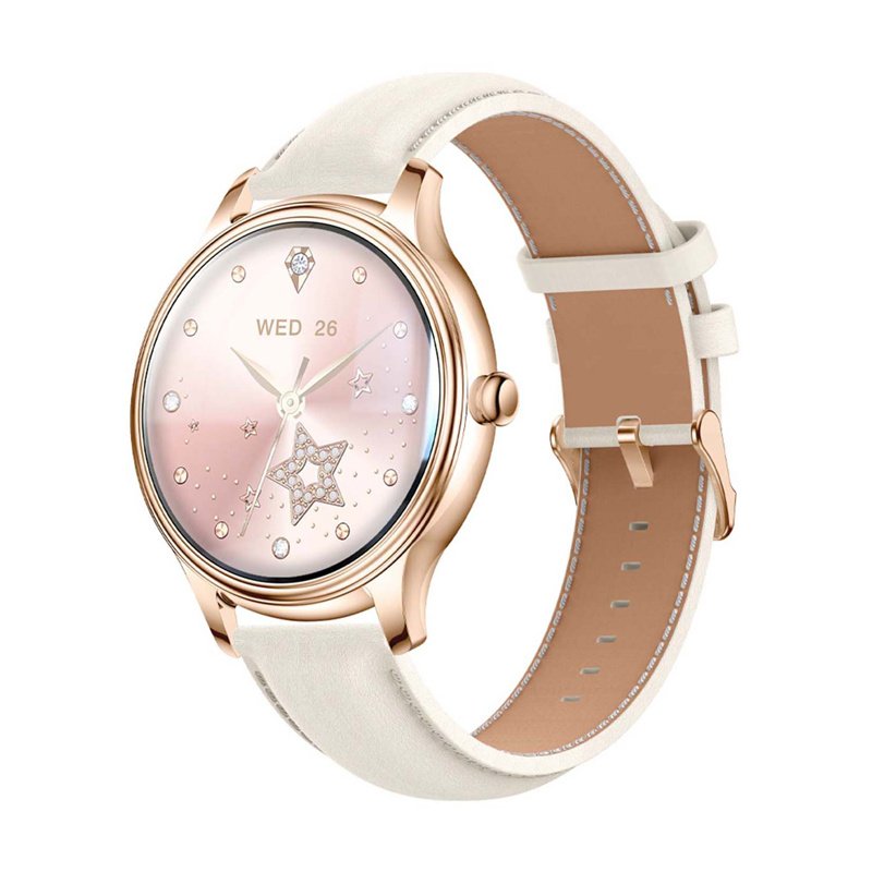 Smart Watch COLMI L28 (Gold Gold leather strap)