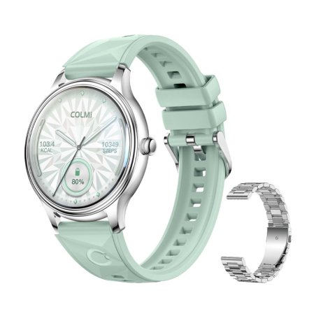 Smart Watch COLMI L28 (Silver-Green silver steel strap)