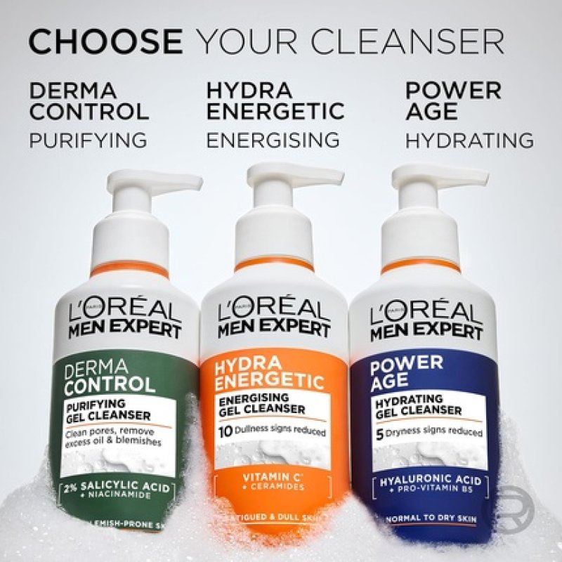 L'Oréal Men Expert Power Age Hydrating Gel Cleanser - Visibly Reduces Tightness